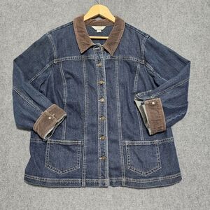 Christopher & Banks Denim Trucker Barn Chore Jacket Womens XL Corduroy Trim